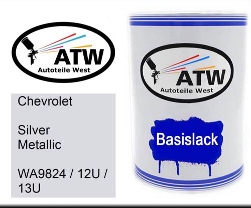 Chevrolet, Silver Metallic, WA9824 / 12U / 13U: 500ml Lackdose, von ATW Autoteile West.